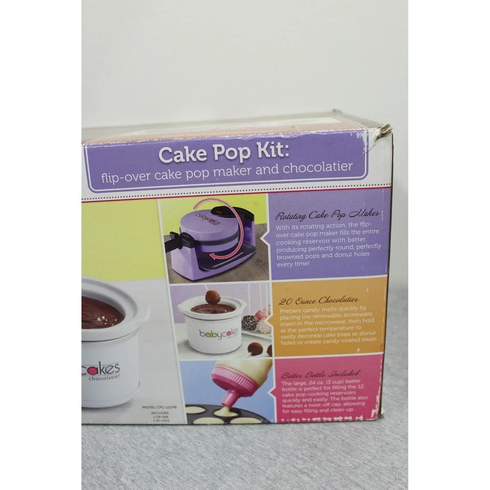Babycakes Cake Pop Kit Purple CPC-121PB Flip-Over Maker and Chocolatier NOB